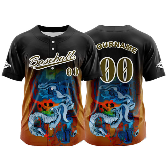 Custom Black Button Down Baseball Jersey for Men Women Adult Youth Print Name Number Logo