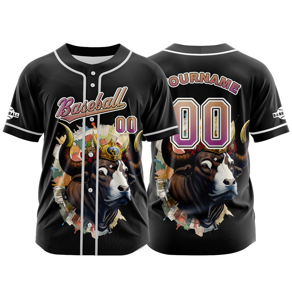 Custom Black Button Down Baseball Jersey for Men Women Adult Youth Print Name Number Logo