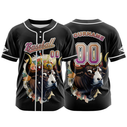 Custom Black Button Down Baseball Jersey for Men Women Adult Youth Print Name Number Logo