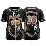 Custom Black Button Down Baseball Jersey for Men Women Adult Youth Print Name Number Logo