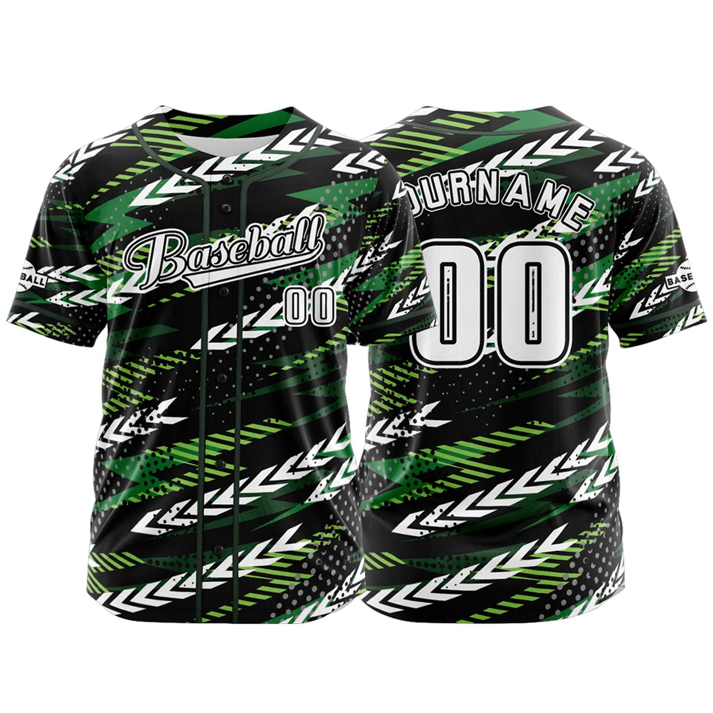 Custom Black Green Button Down Baseball Jersey for Men Women Adult Youth Print Name Number Logo