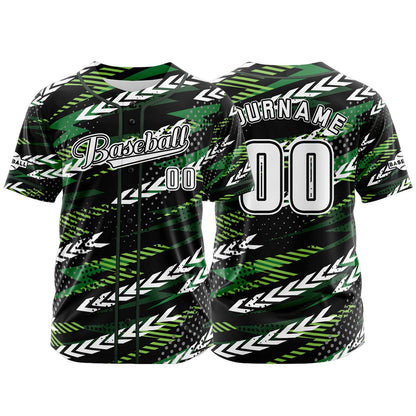 Custom Black Green Button Down Baseball Jersey for Men Women Adult Youth Print Name Number Logo