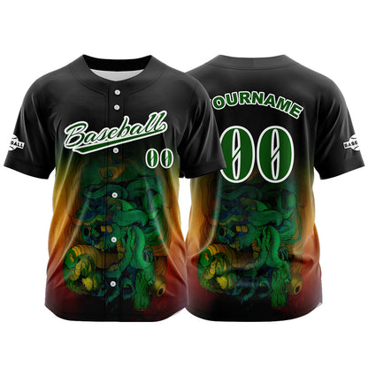 Custom Black Button Down Baseball Jersey for Men Women Adult Youth Print Name Number Logo