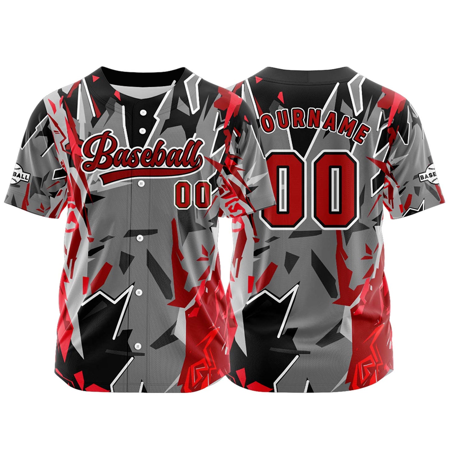 Custom Gray Button Down Baseball Jersey for Men Women Adult Youth Print Name Number Logo