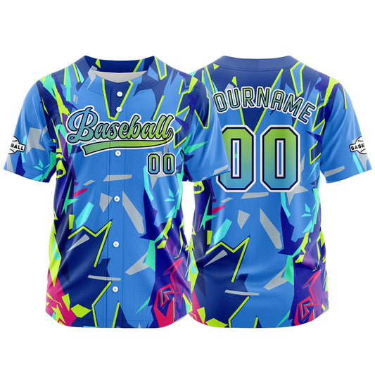 Custom Blue Button Down Baseball Jersey for Men Women Adult Youth Print Name Number Logo