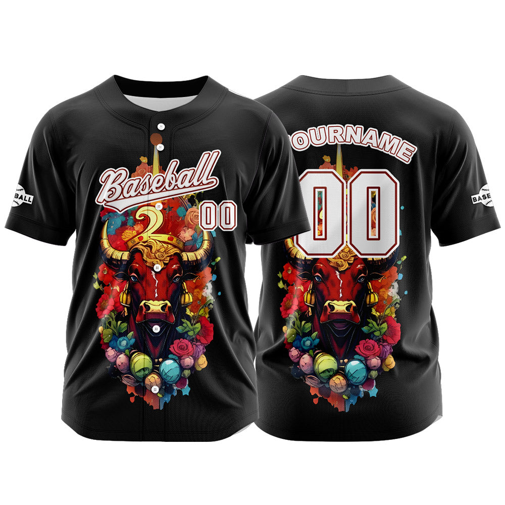 Custom Black Button Down Baseball Jersey for Men Women Adult Youth Print Name Number Logo