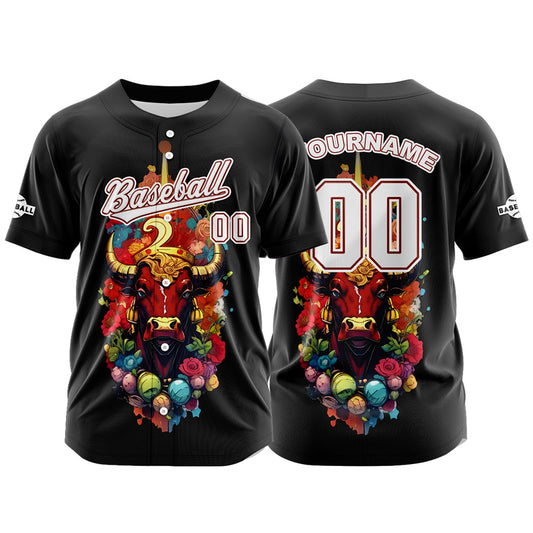 Custom Black Button Down Baseball Jersey for Men Women Adult Youth Print Name Number Logo