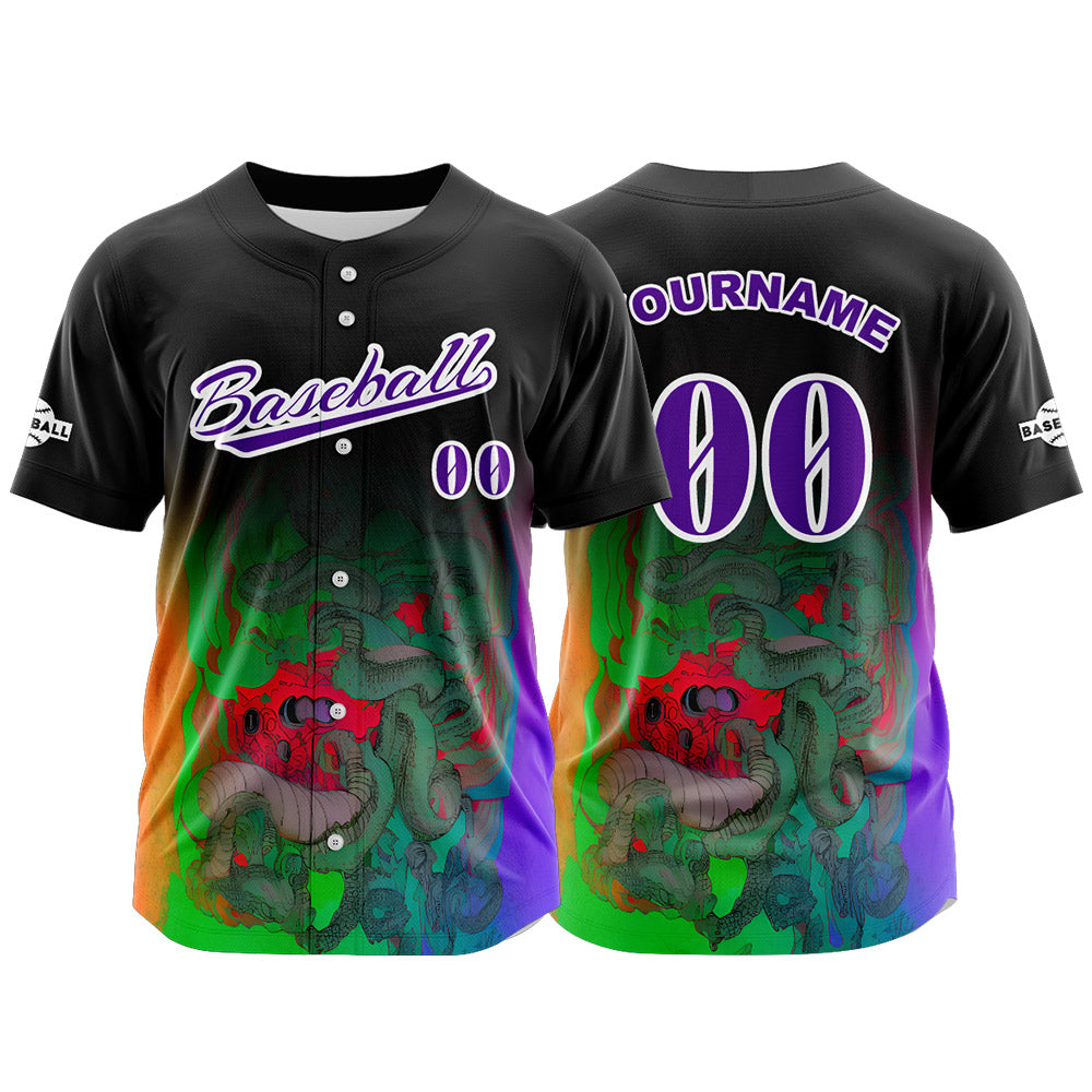 Custom Black Button Down Baseball Jersey for Men Women Adult Youth Print Name Number Logo