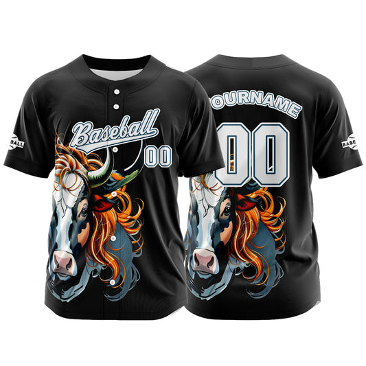 Custom Black Button Down Baseball Jersey for Men Women Adult Youth Print Name Number Logo