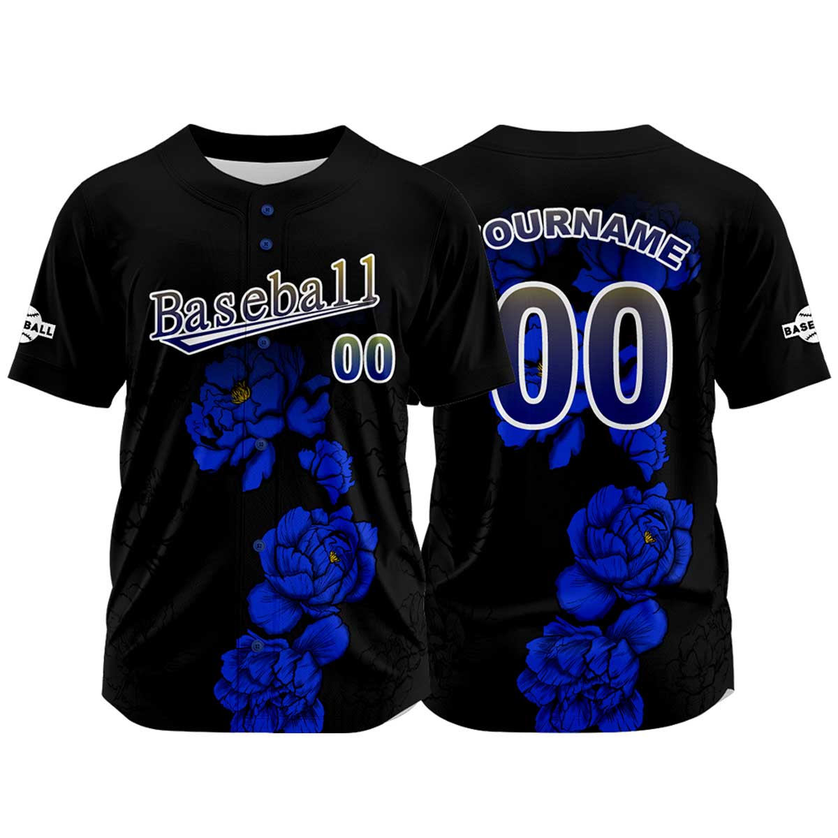 Custom Black Baseball Jersey Print Personalized Name, Number and Logo