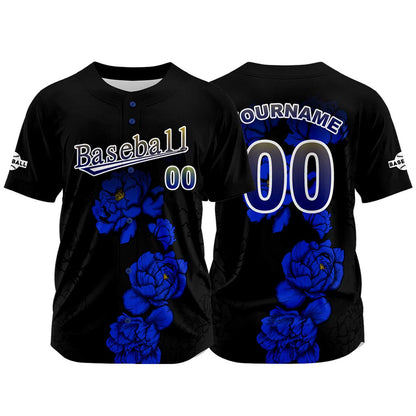 Custom Black Baseball Jersey Print Personalized Name, Number and Logo