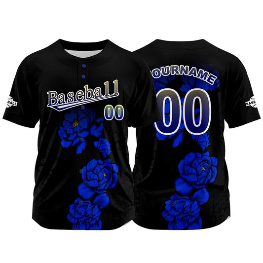 Custom Black Baseball Jersey Print Personalized Name, Number and Logo