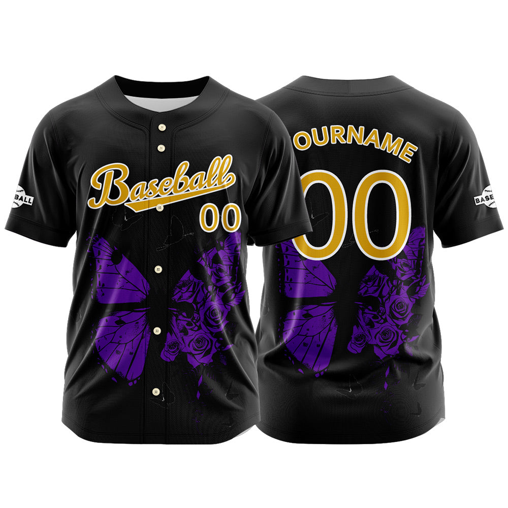 Custom Black Button Down Baseball Jersey for Men Women Adult Youth Print Name Number Logo