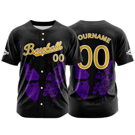 Custom Black Button Down Baseball Jersey for Men Women Adult Youth Print Name Number Logo