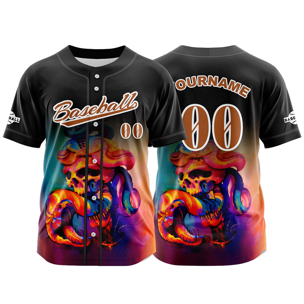Custom Black Button Down Baseball Jersey for Men Women Adult Youth Print Name Number Logo