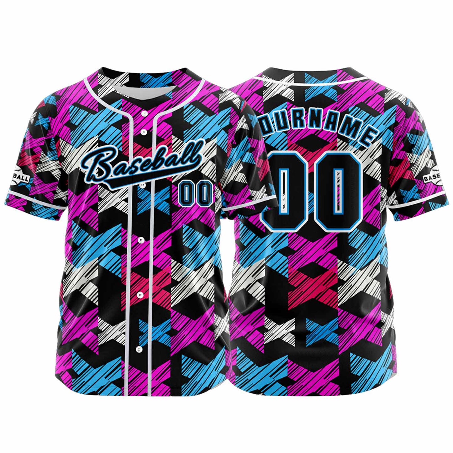 Custom Black Pink Button Down Baseball Jersey for Men Women Adult Youth Print Name Number Logo