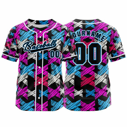 Custom Black Pink Button Down Baseball Jersey for Men Women Adult Youth Print Name Number Logo