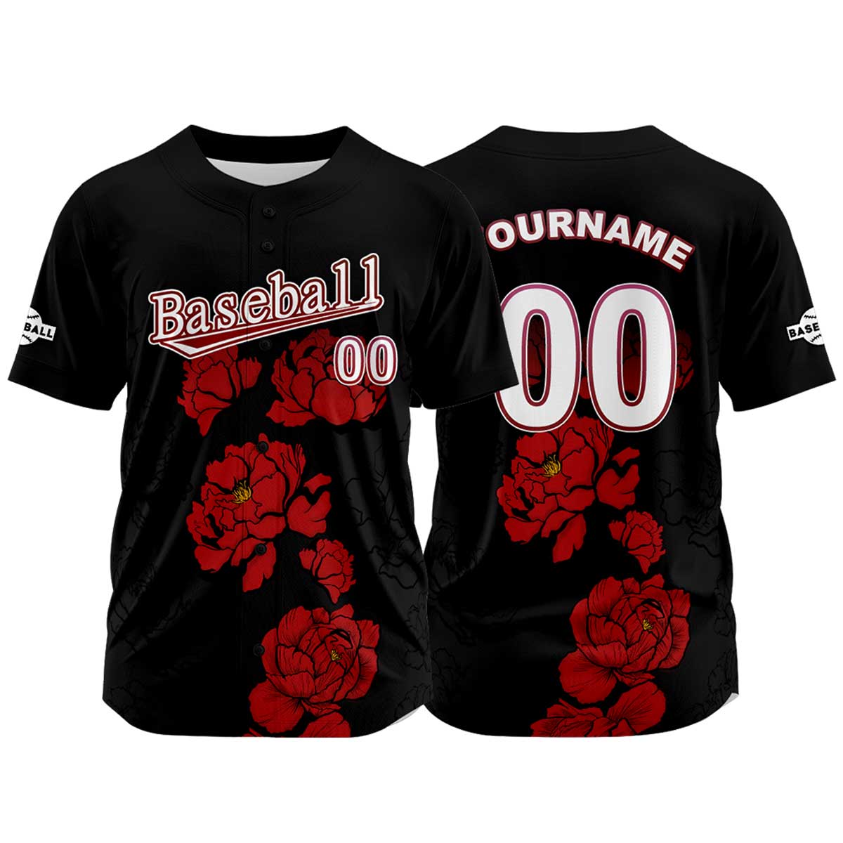 Custom Black Baseball Jersey Print Personalized Name, Number and Logo