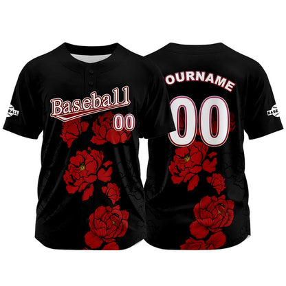 Custom Black Baseball Jersey Print Personalized Name, Number and Logo