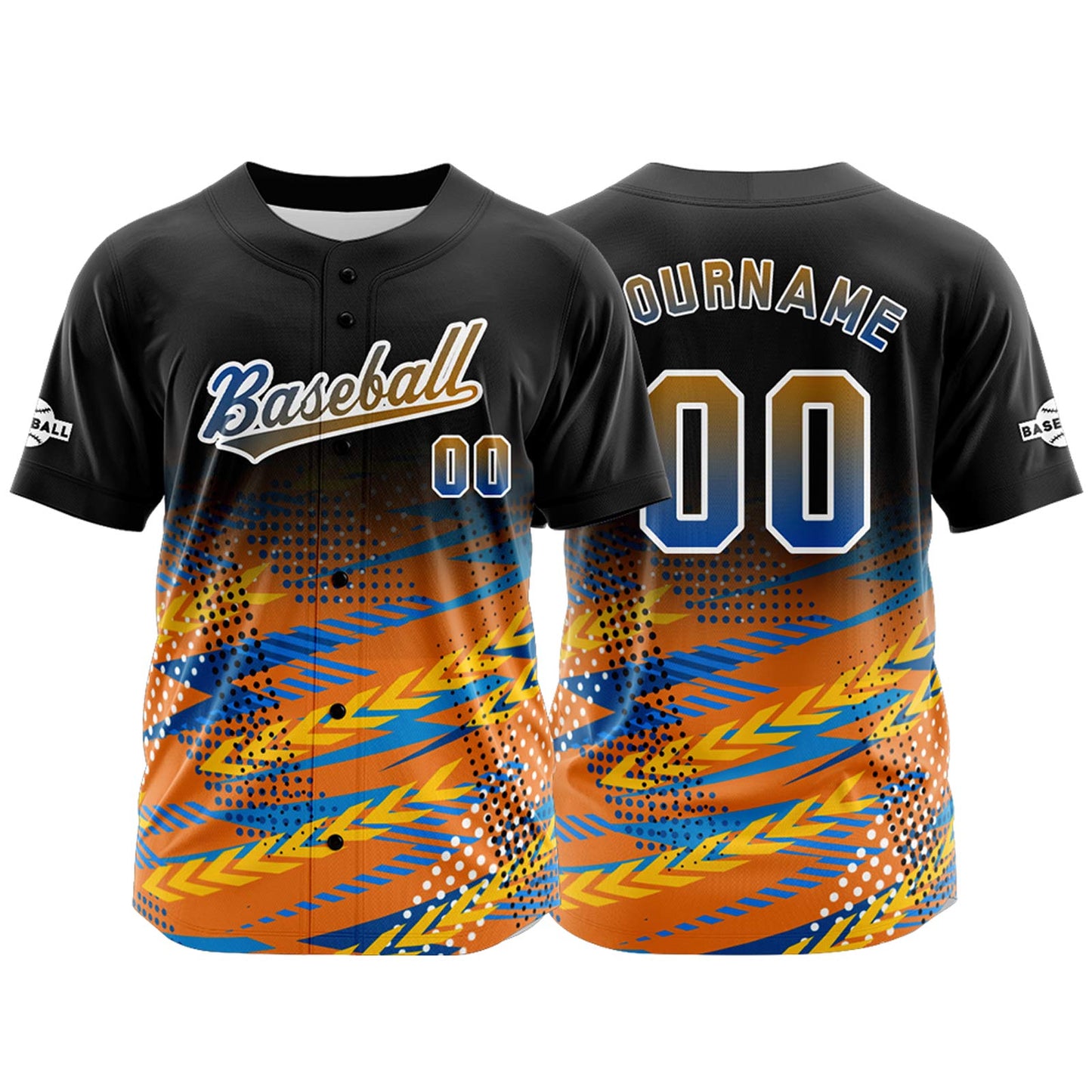 Custom Black Orange Button Down Baseball Jersey for Men Women Adult Youth Print Name Number Logo