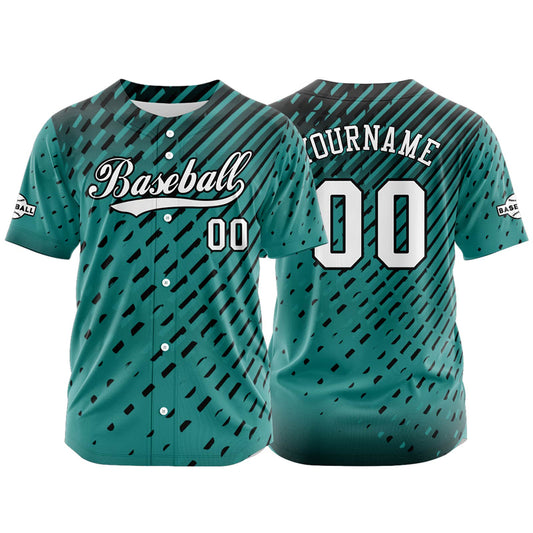 Custom Teal Button Down Baseball Jersey for Men Women Adult Youth Print Name Number Logo