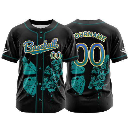 Custom Black Button Down Baseball Jersey for Men Women Adult Youth Print Name Number Logo