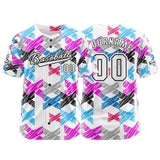Custom White Pink Button Down Baseball Jersey for Men Women Adult Youth Print Name Number Logo