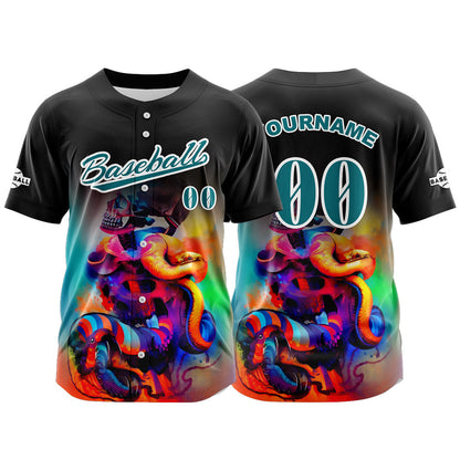 Custom Black Button Down Baseball Jersey for Men Women Adult Youth Print Name Number Logo