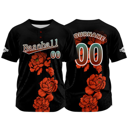 Custom Black Baseball Jersey Print Personalized Name, Number and Logo