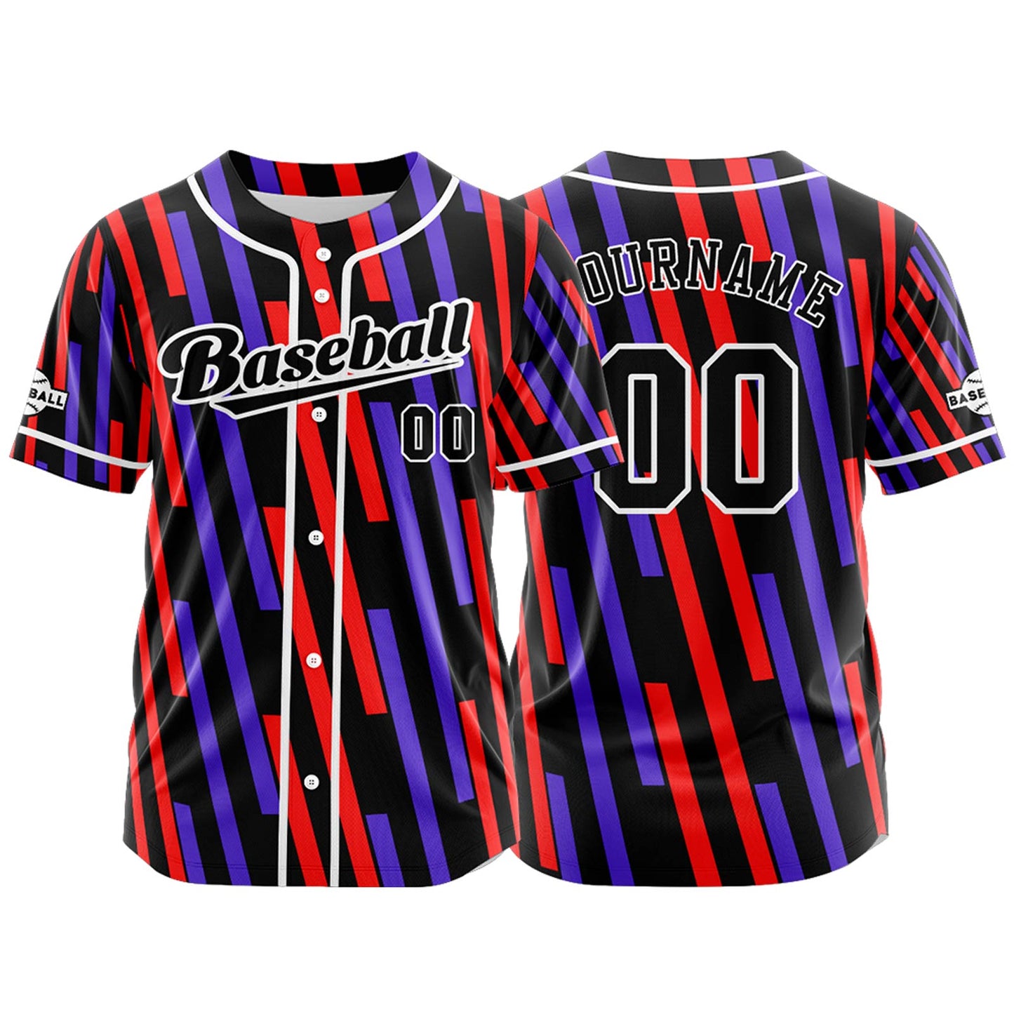 Custom Black Red Button Down Baseball Jersey for Men Women Adult Youth Print Name Number Logo