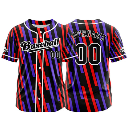 Custom Black Red Button Down Baseball Jersey for Men Women Adult Youth Print Name Number Logo