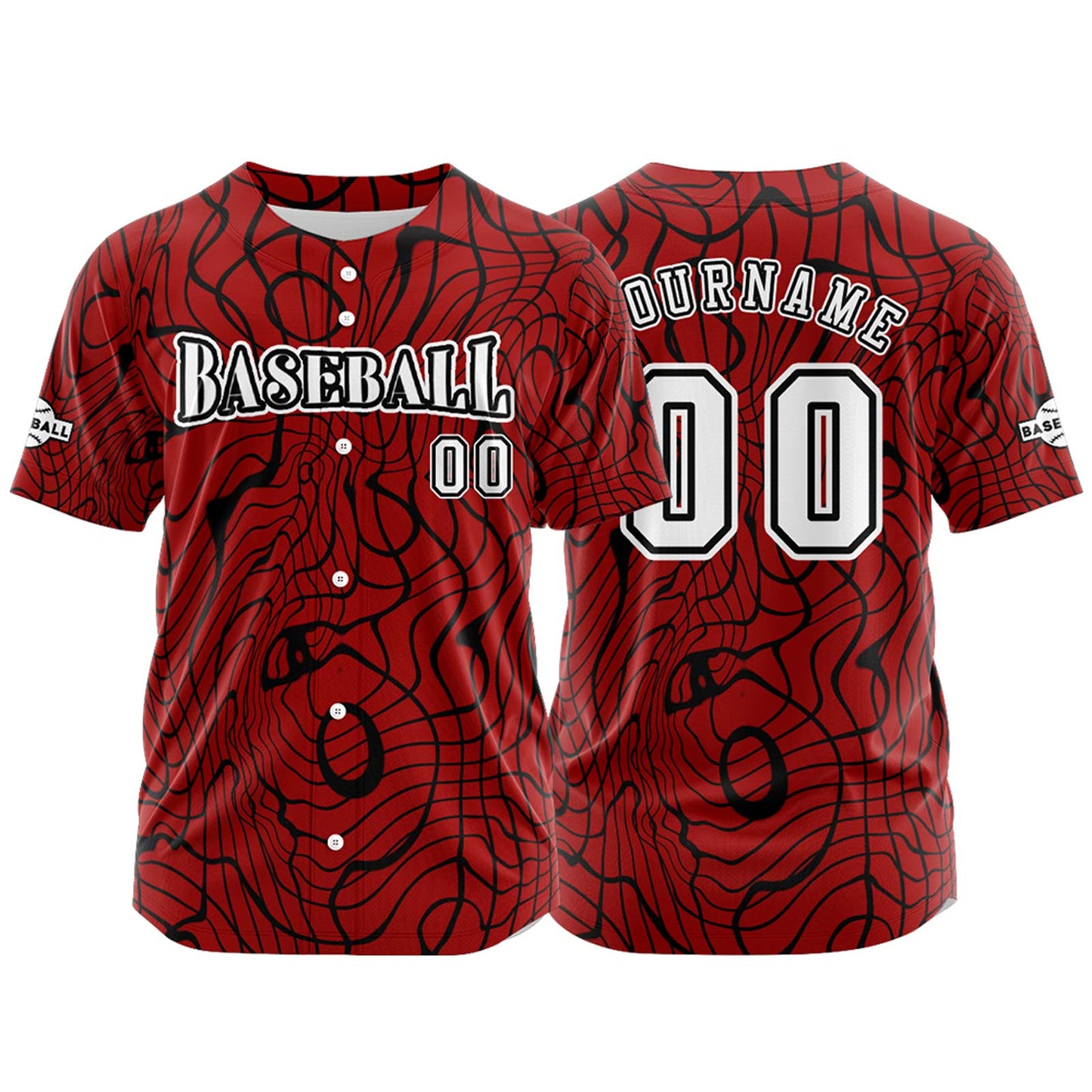 Custom Red Button Down Baseball Jersey for Men Women Adult Youth Print Name Number Logo