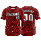 Custom Red Button Down Baseball Jersey for Men Women Adult Youth Print Name Number Logo