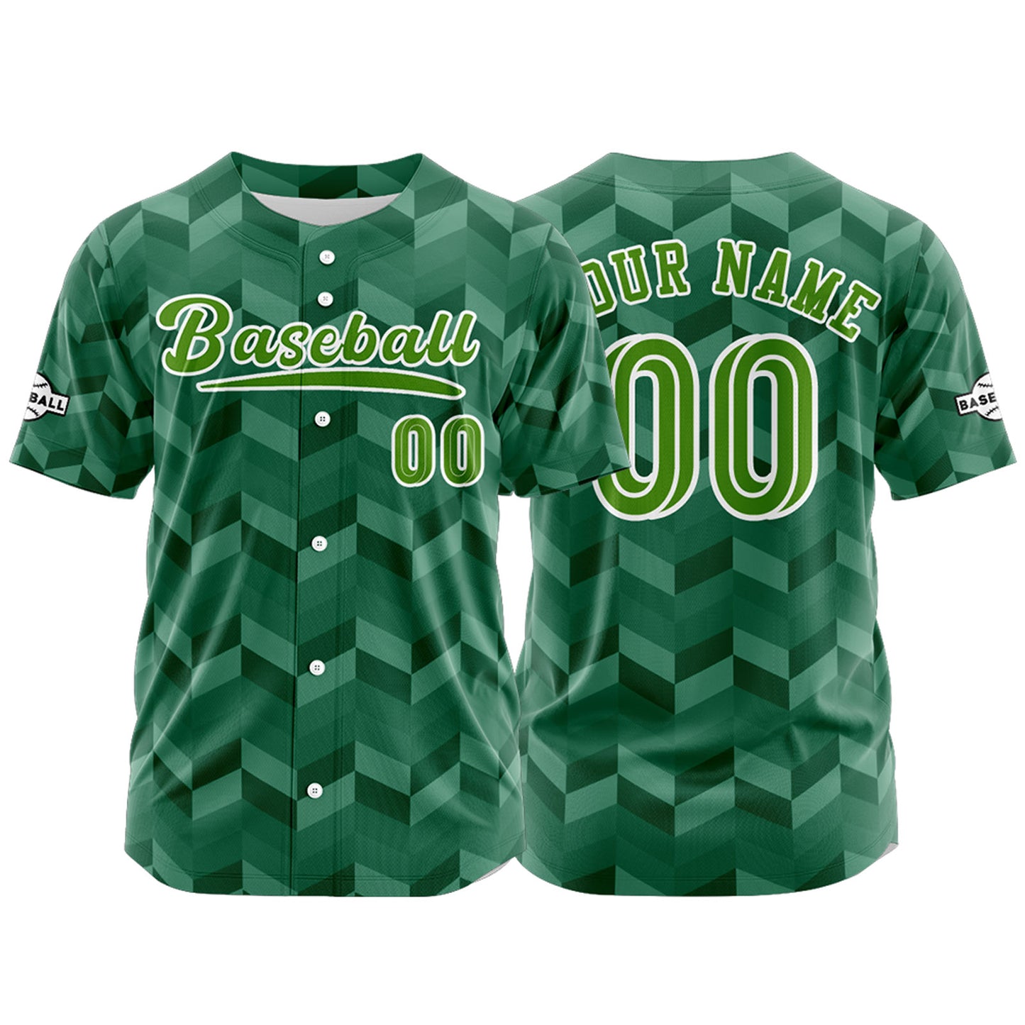 Custom Green Button Down Baseball Jersey for Men Women Adult Youth Print Name Number Logo