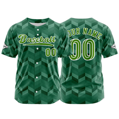 Custom Green Button Down Baseball Jersey for Men Women Adult Youth Print Name Number Logo