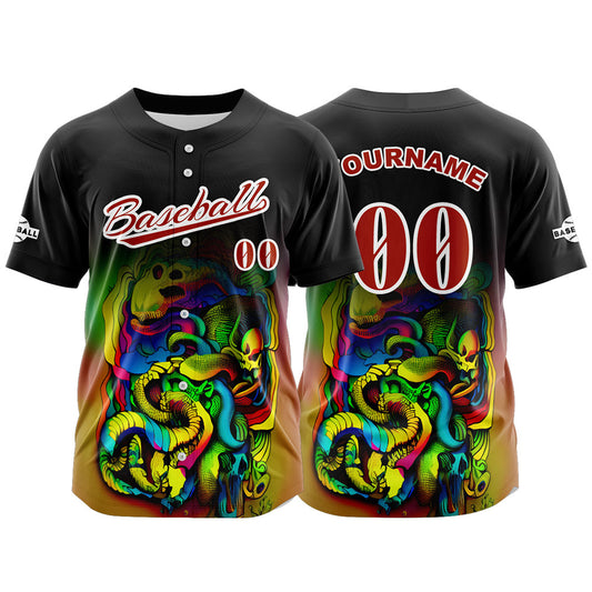 Custom Black Button Down Baseball Jersey for Men Women Adult Youth Print Name Number Logo