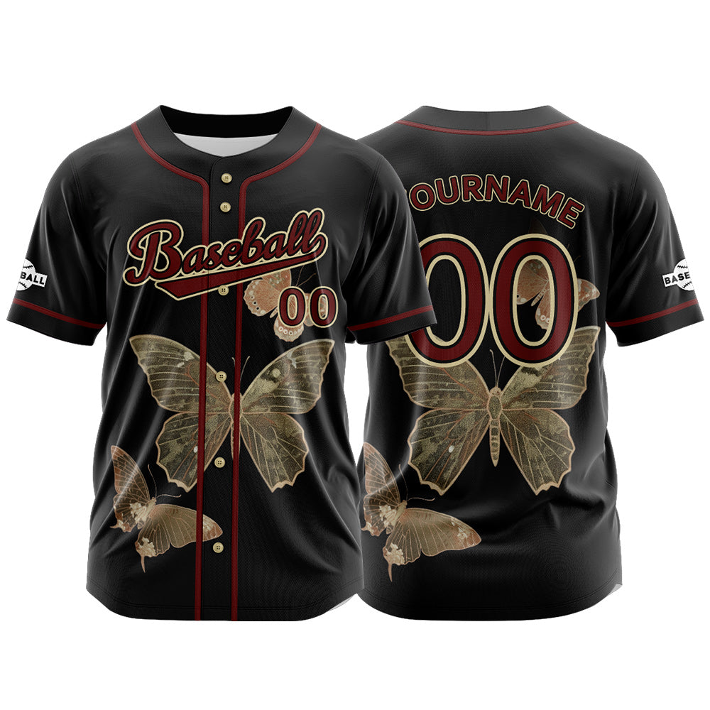 Custom Black Button Down Baseball Jersey for Men Women Adult Youth Print Name Number Logo