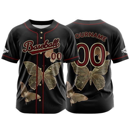 Custom Black Button Down Baseball Jersey for Men Women Adult Youth Print Name Number Logo