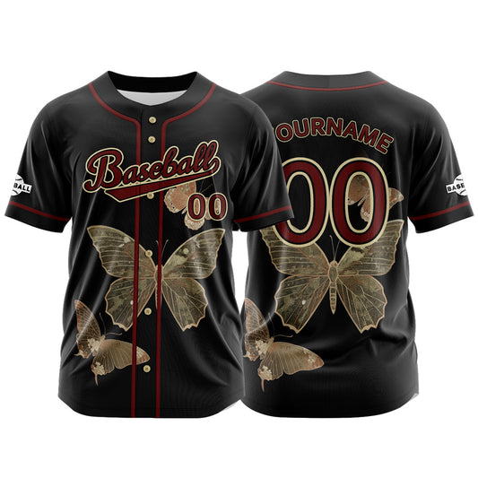 Custom Black Button Down Baseball Jersey for Men Women Adult Youth Print Name Number Logo