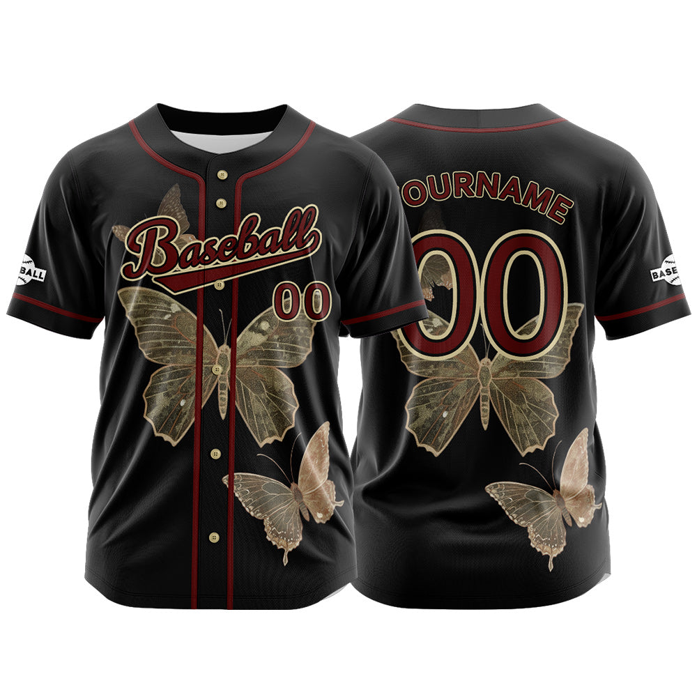 Custom Black Button Down Baseball Jersey for Men Women Adult Youth Print Name Number Logo