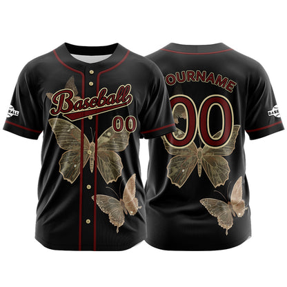 Custom Black Button Down Baseball Jersey for Men Women Adult Youth Print Name Number Logo