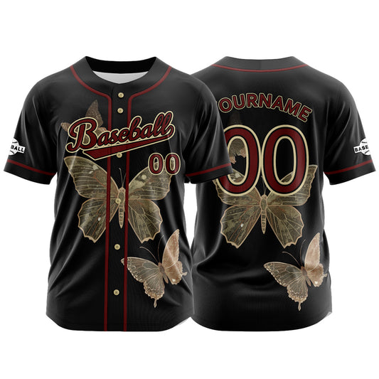 Custom Black Button Down Baseball Jersey for Men Women Adult Youth Print Name Number Logo