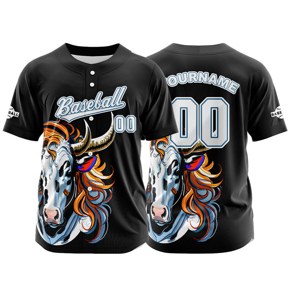 Custom Black Button Down Baseball Jersey for Men Women Adult Youth Print Name Number Logo
