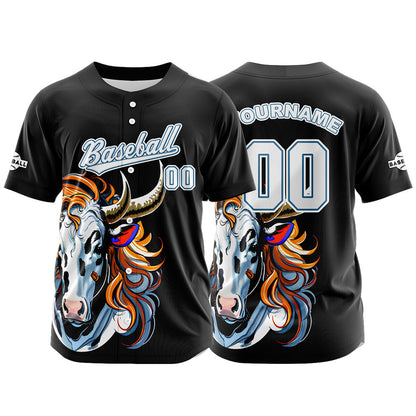 Custom Black Button Down Baseball Jersey for Men Women Adult Youth Print Name Number Logo