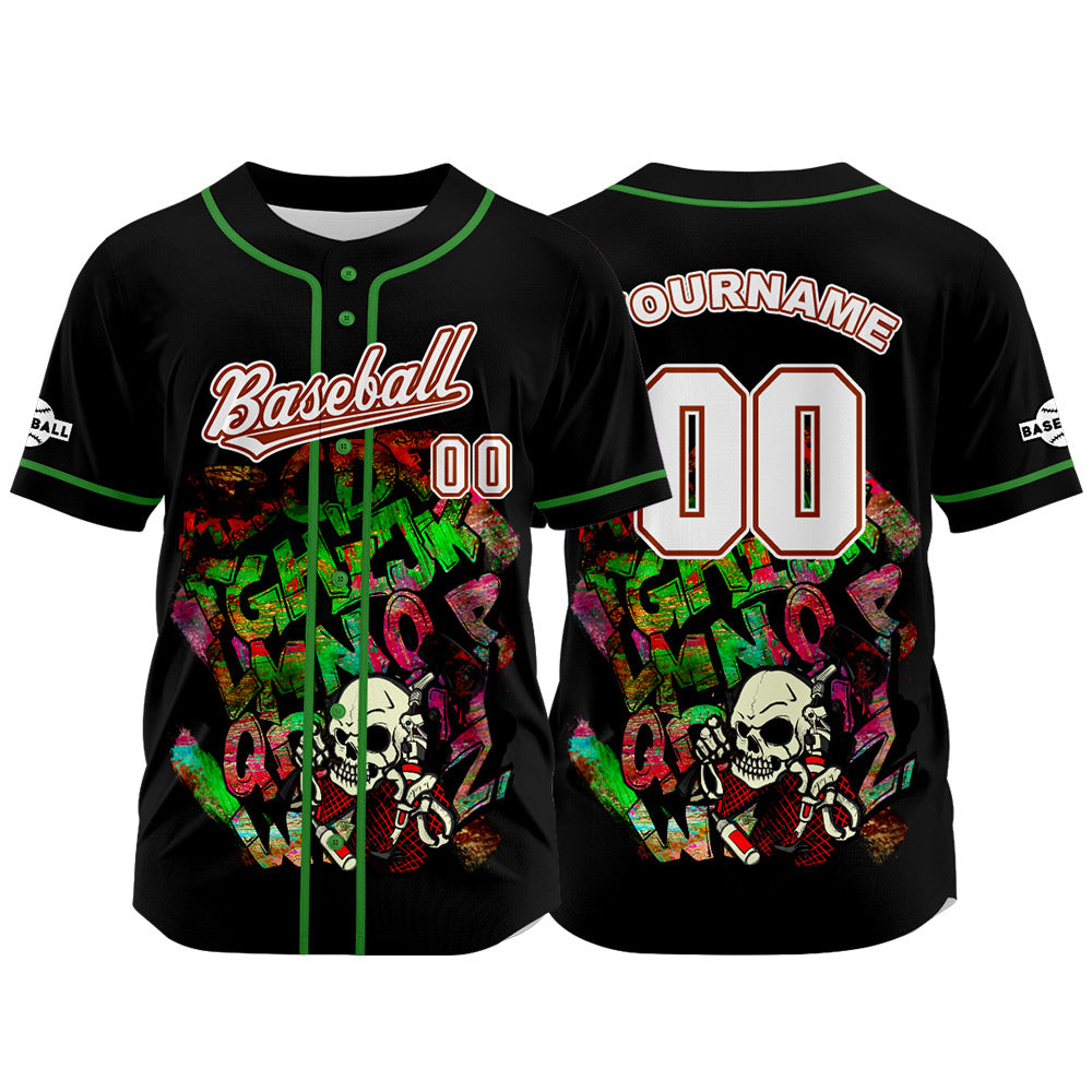 Custom Black Button Down Baseball Jersey for Men Women Adult Youth Print Name Number Logo