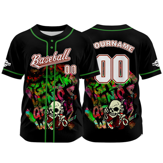 Custom Black Button Down Baseball Jersey for Men Women Adult Youth Print Name Number Logo