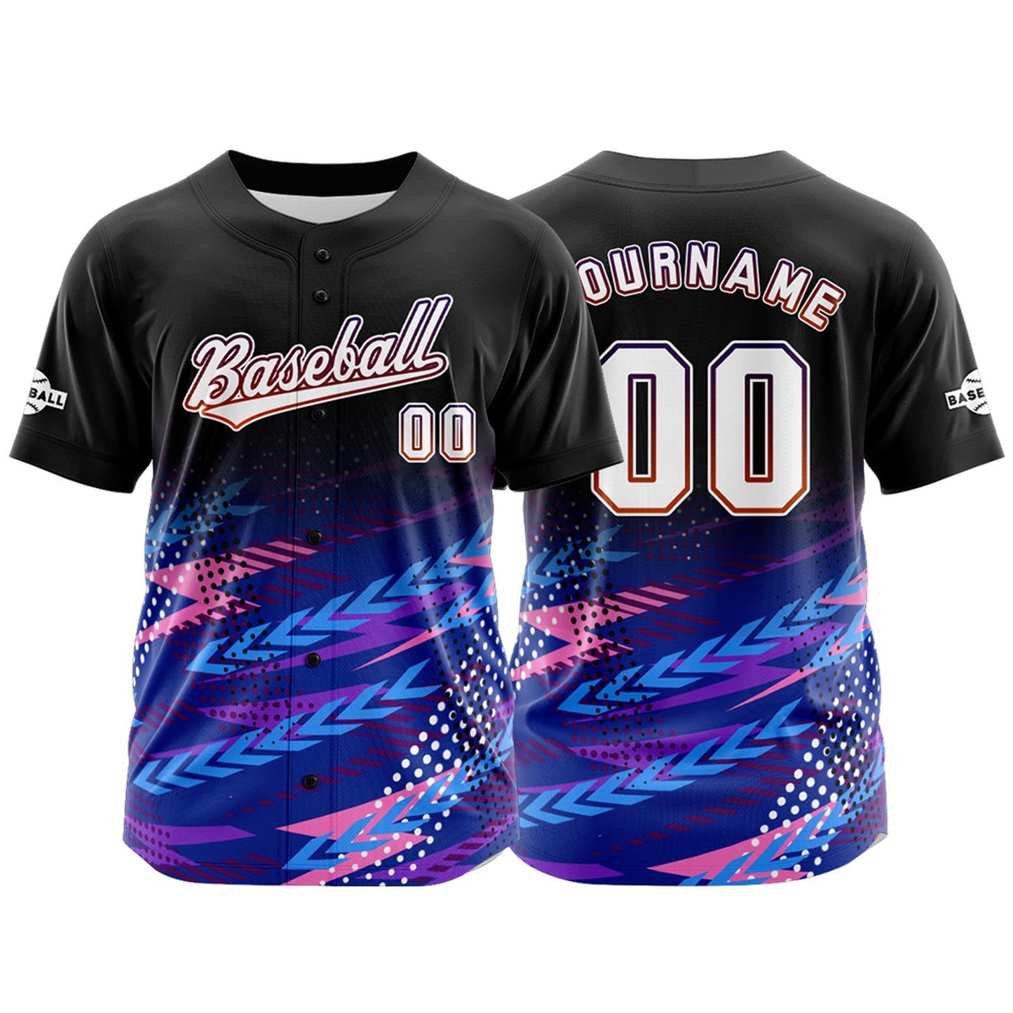 Custom Black Blue Button Down Baseball Jersey for Men Women Adult Youth Print Name Number Logo