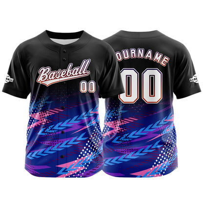 Custom Black Blue Button Down Baseball Jersey for Men Women Adult Youth Print Name Number Logo