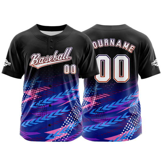 Custom Black Blue Button Down Baseball Jersey for Men Women Adult Youth Print Name Number Logo