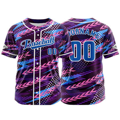 Custom Purple Button Down Baseball Jersey for Men Women Adult Youth Print Name Number Logo